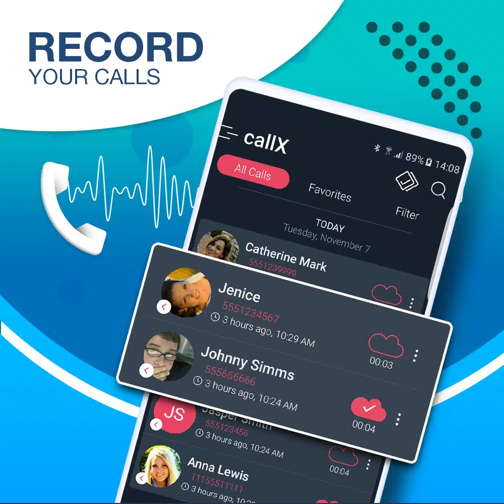 تطبيق Automatic Call Recorder - callX