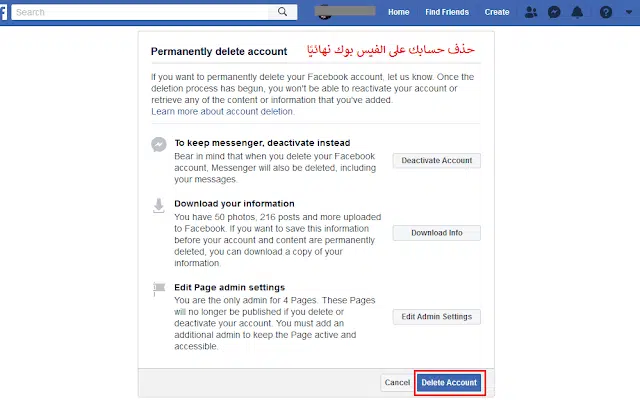 facebook delete my account