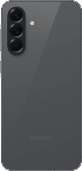ظهر هاتف samsung galaxy a56 5g​ باللون الاسود يبرز لغة التصميم الهندسي وتوزيع عدسات الكاميرا الخلفية.