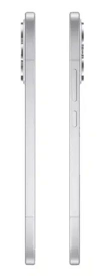 الحواف الجانبية اليمنى واليسرى لهاتف أوبو رينو 15 (Oppo Reno 15 5G) باللون الابيض، تبرز مدى نحافة الهيكل ومواقع أزرار التحكم في الصوت والطاقة.