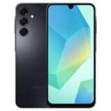 التصميم الكامل لهاتف Samsung Galaxy A16 باللون اسود من الامام والخلف، يستعرض لغة التصميم وتوزيع الكاميرات.