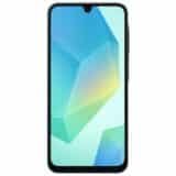 الواجهة الامامية لهاتف Samsung Galaxy A16 باللون اسود، تظهر الشاشة والاطار المحيط بها.