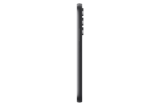 الحافة اليمنى لهاتف Samsung Galaxy A54 5G باللون اسود، تبرز مدى نحافة الهيكل ومواقع زر الصوت وزر التشغيل.